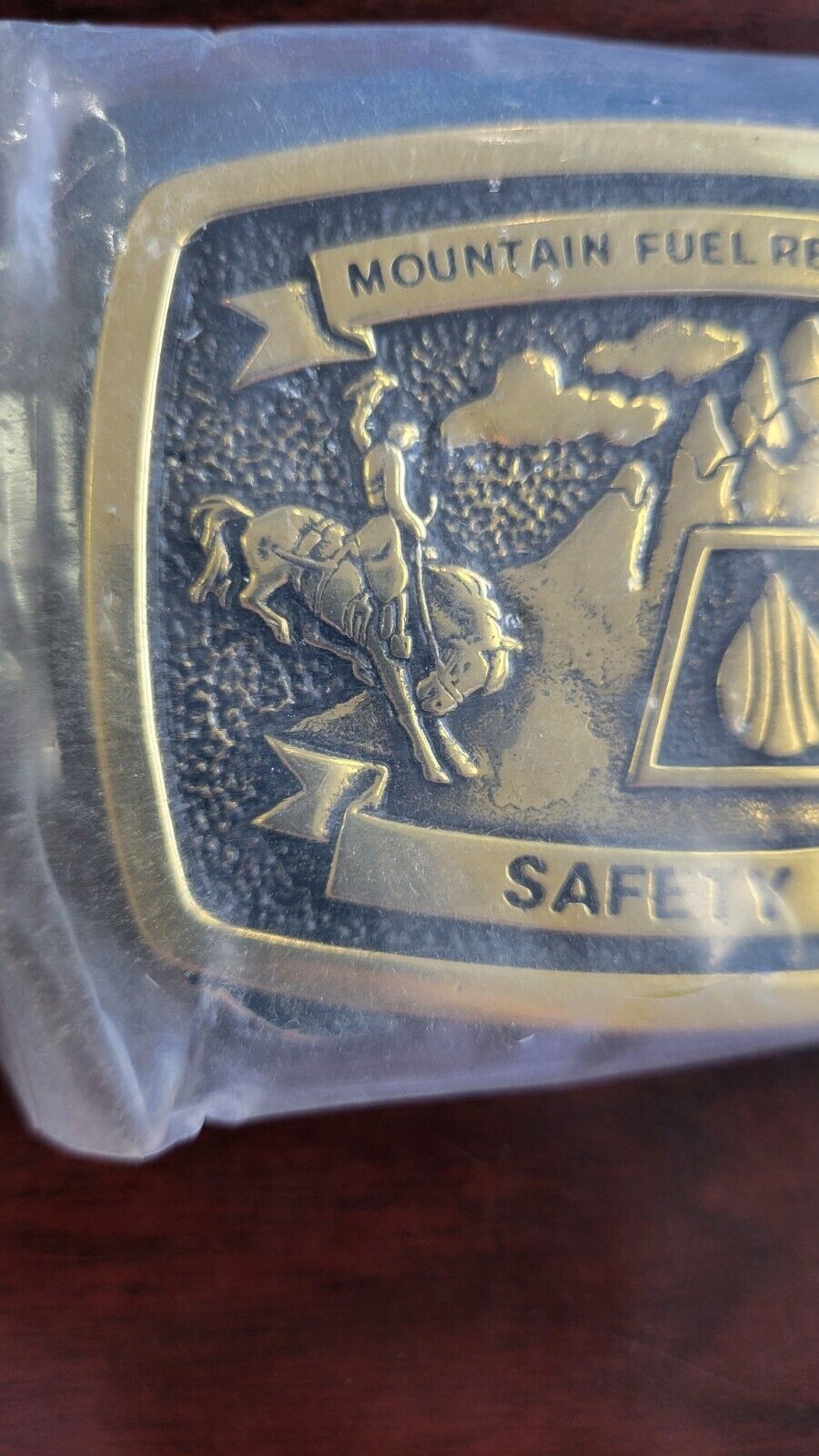 Vintage Mountain Fuel Resources Inc. Safety Award Belt Buckle Brass Questar