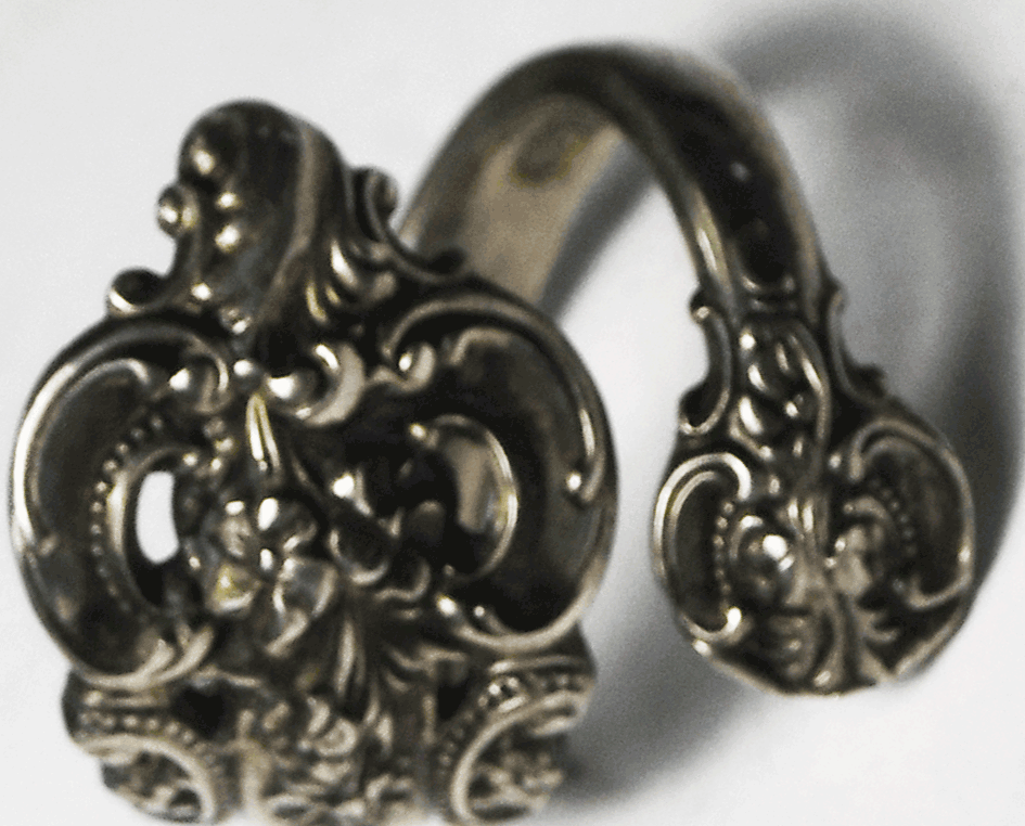 Antique Sterling Silver Grand Baroque Wallace Bypass Ring 24mm Size 6