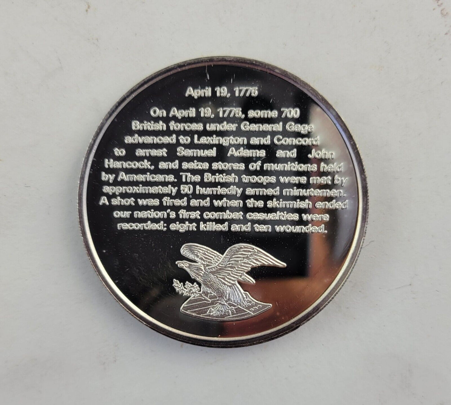 The Shot Heard Around the World 1oz .999 Fine Silver Bicentennial Issue Round
