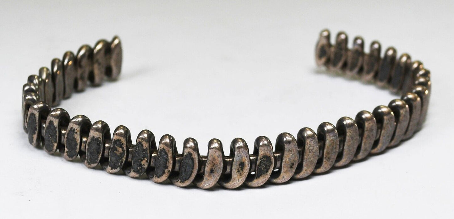 Sterling Silver Flexible Stripe Cuff Spine Bracelet 9mm 7-3/4" Wrist