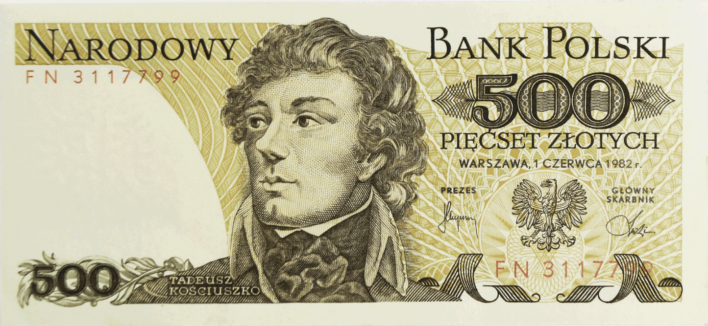 1982 Poland National Bank 500 Zlotych Uncirculated Banknote FN3117799