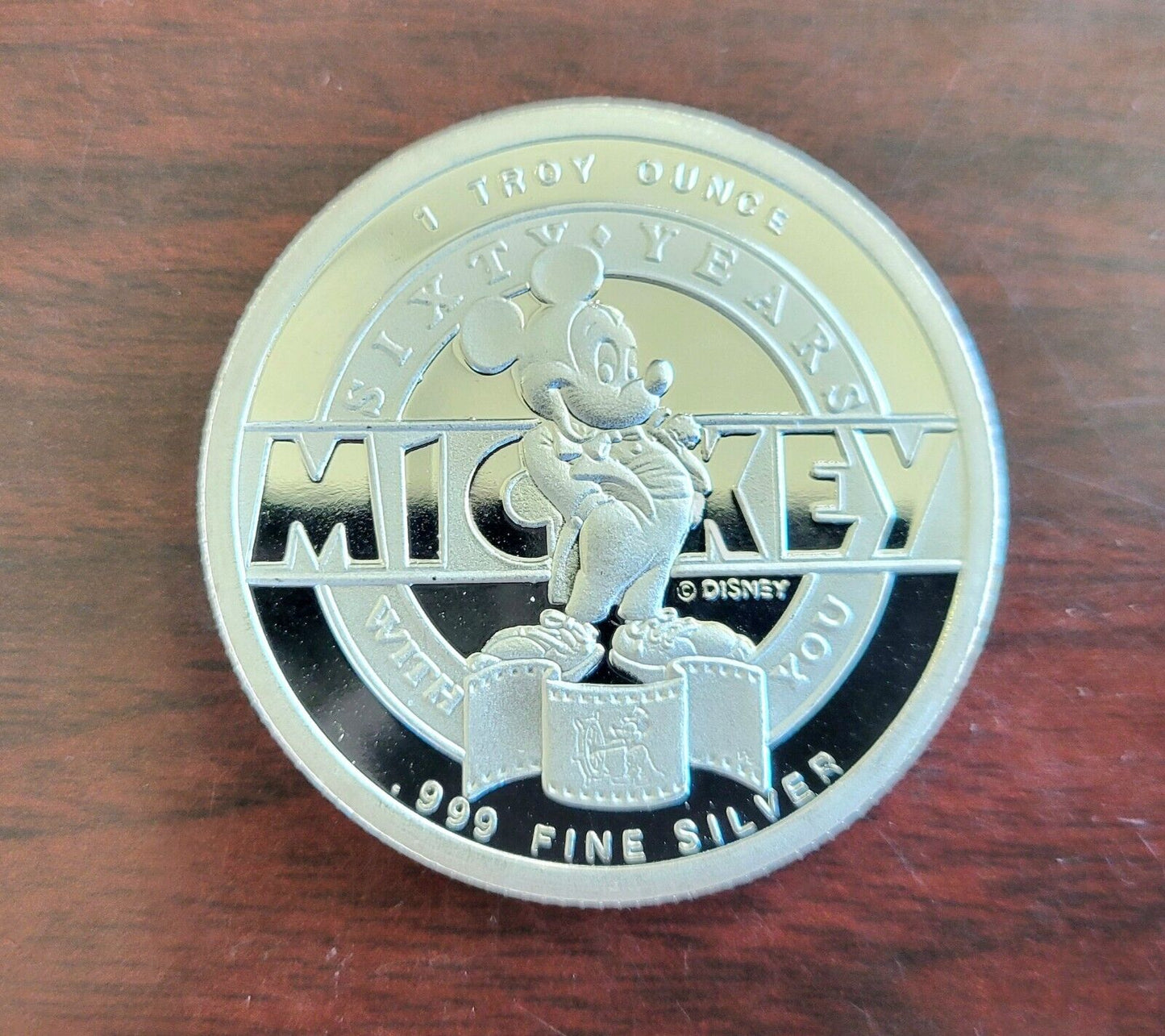 Disney Mickey Mouse Steamboat Willie 1oz. Collectible .999 Fine Silver Round