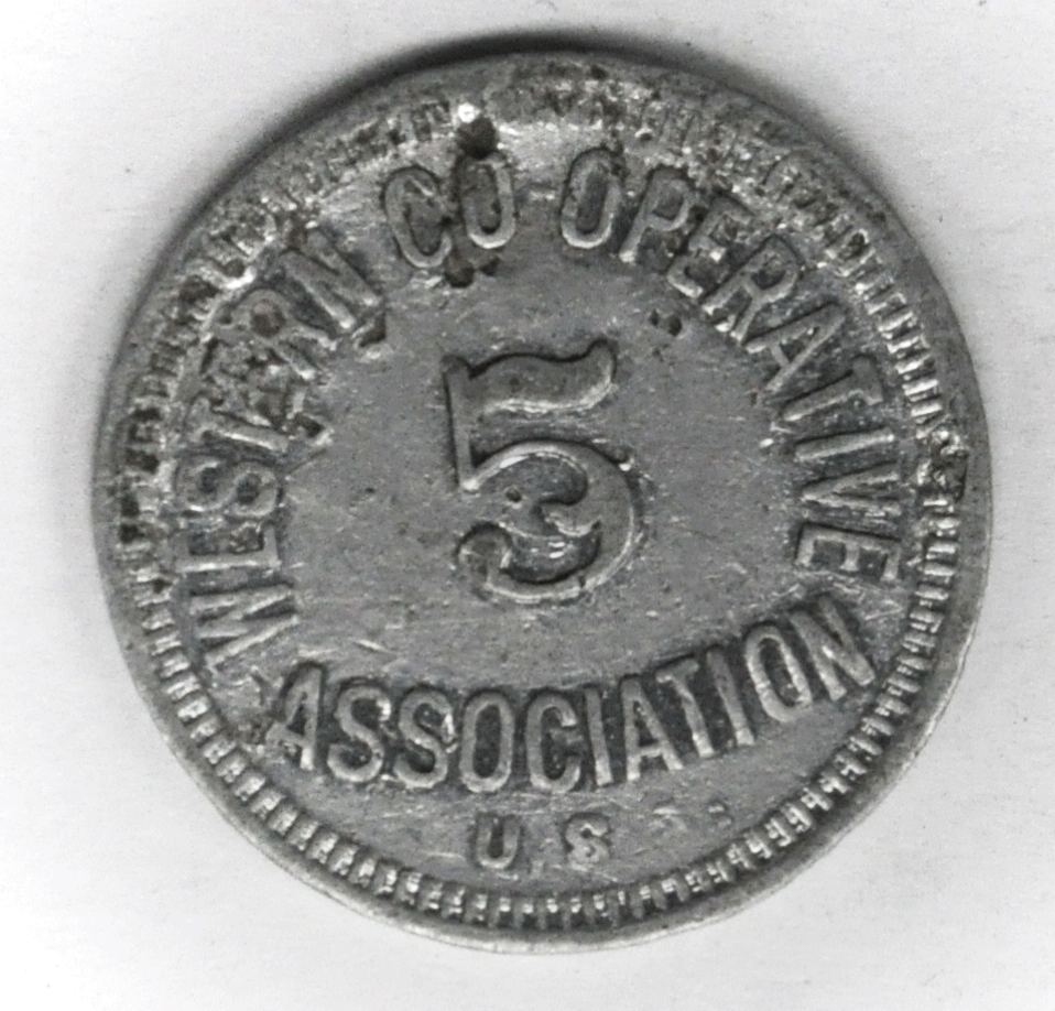 Labor Omniavincit Western Co Operative Association 5 Trade Token 20mm Aluminum
