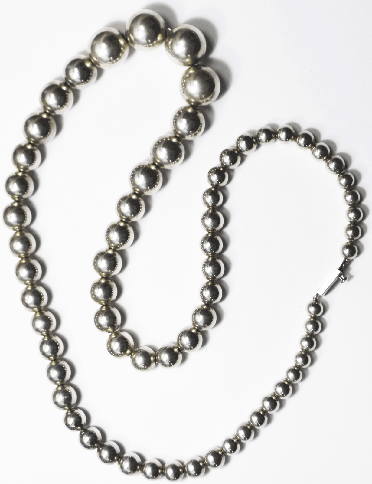 Sterling Silver Graduated Bead Necklace 8-18mm 30-1/4"   130g