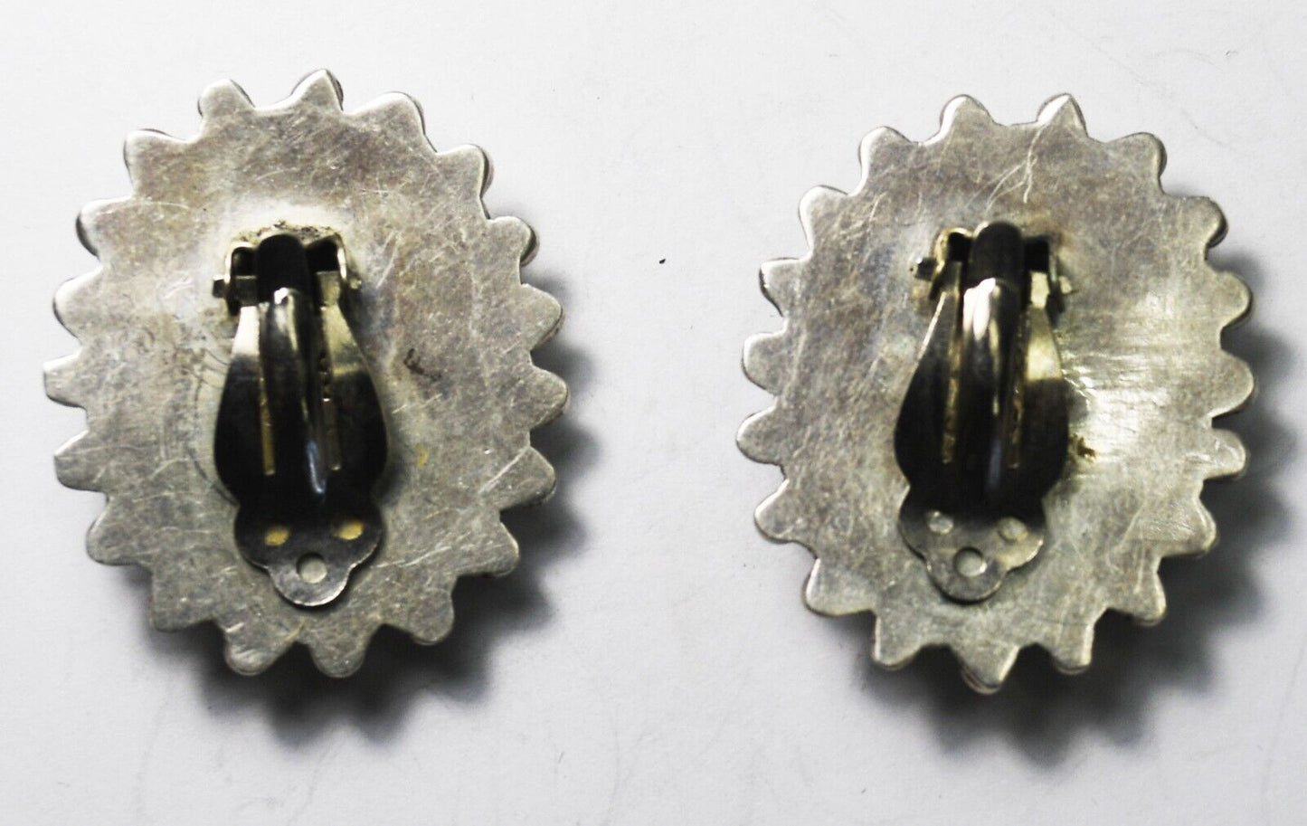 Sterling Silver Two Tone Oval Dot Halo Clip On Earrings 35mm x 30mm