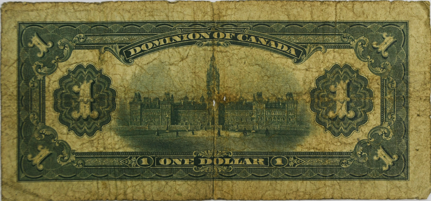 1917 $1 One Dollar Dominion of Canada 737304 G Ottawa Large Note
