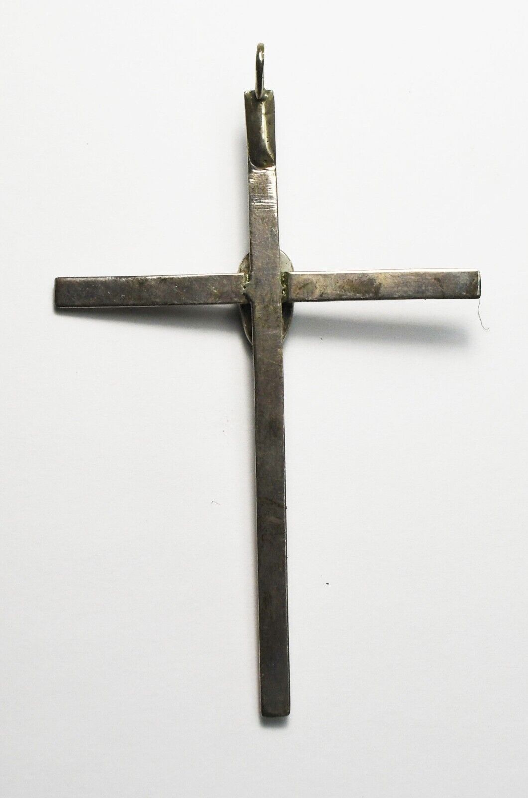 Sterling Silver Triangular Bar Large Cross Pendant 3.25" x 52mm