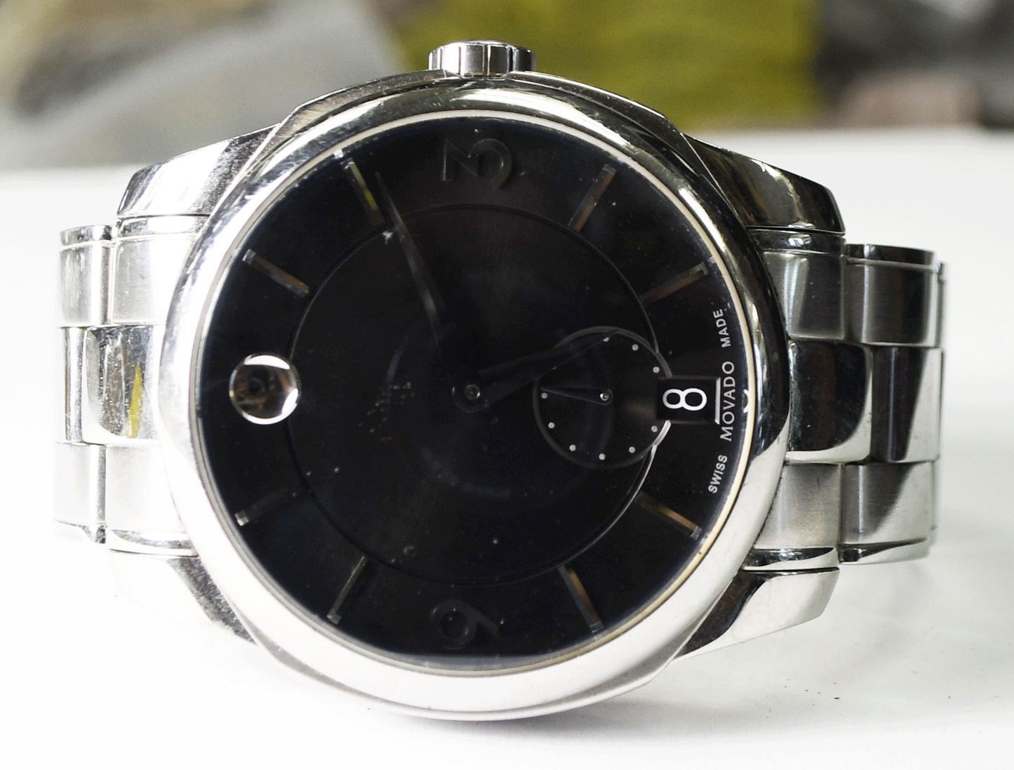 Movado LX Quartz 38.1.14.1206  Wristwatch 42mm Stainless 6-3/4" Wrist