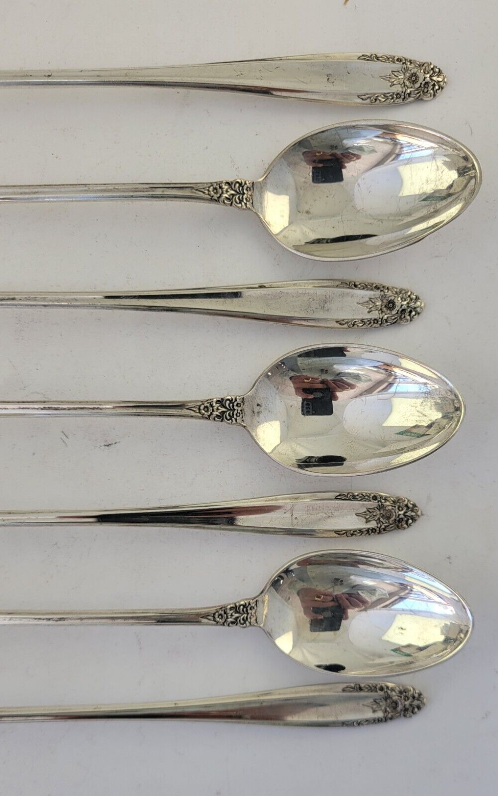 7pc. International Prelude Sterling Silver 7 3/8" Long Iced Tea Spoons 6.3oz.