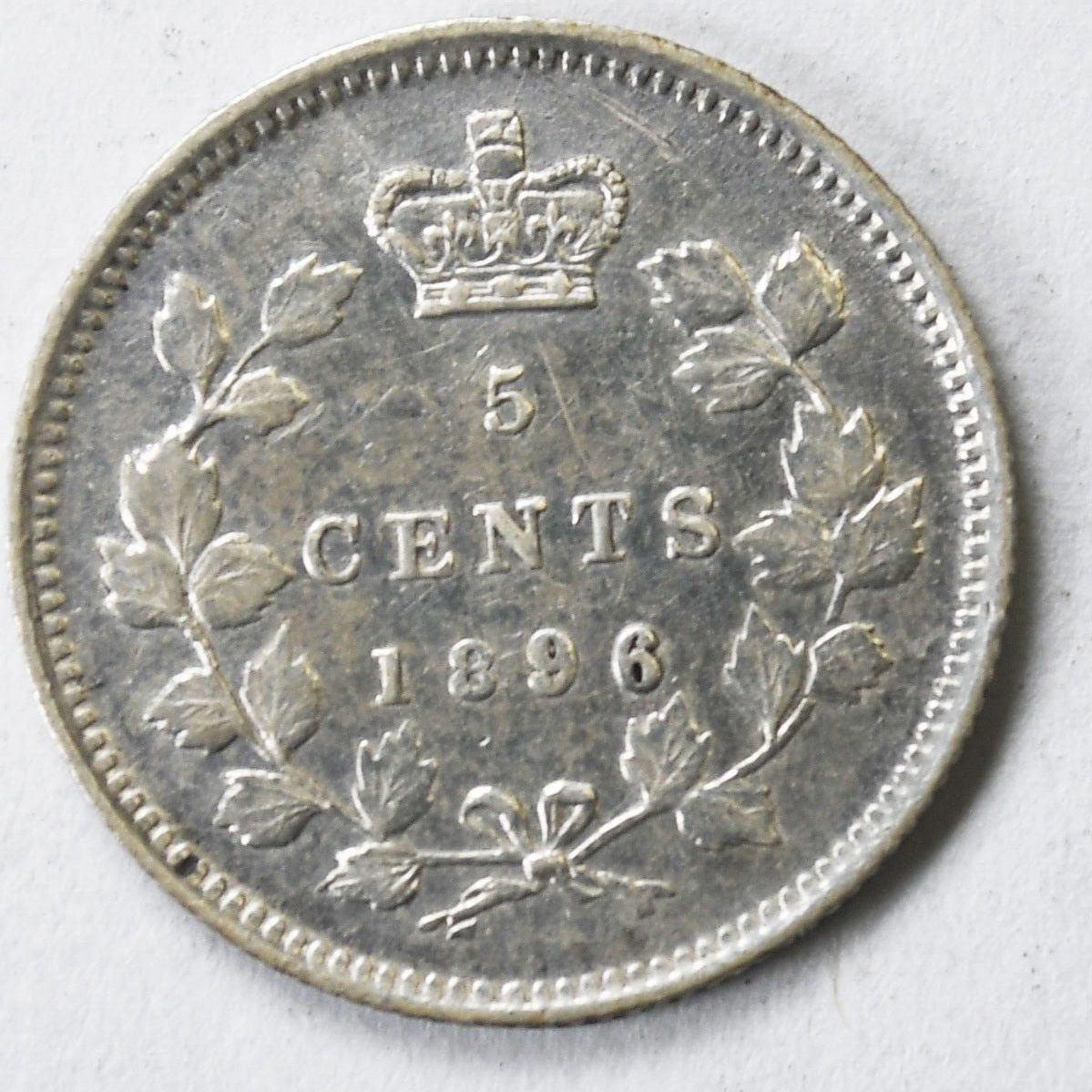 1896 Canada 5c Five Cents Silver Coin Half Dime KM# 2 AU