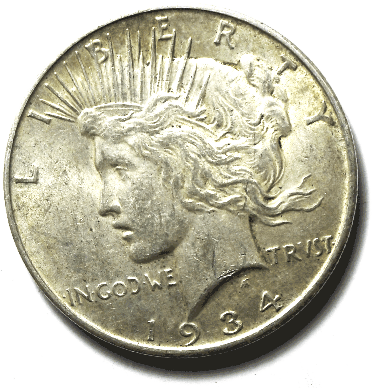 1934 D $1 Peace Silver One Dollar US Denver AU