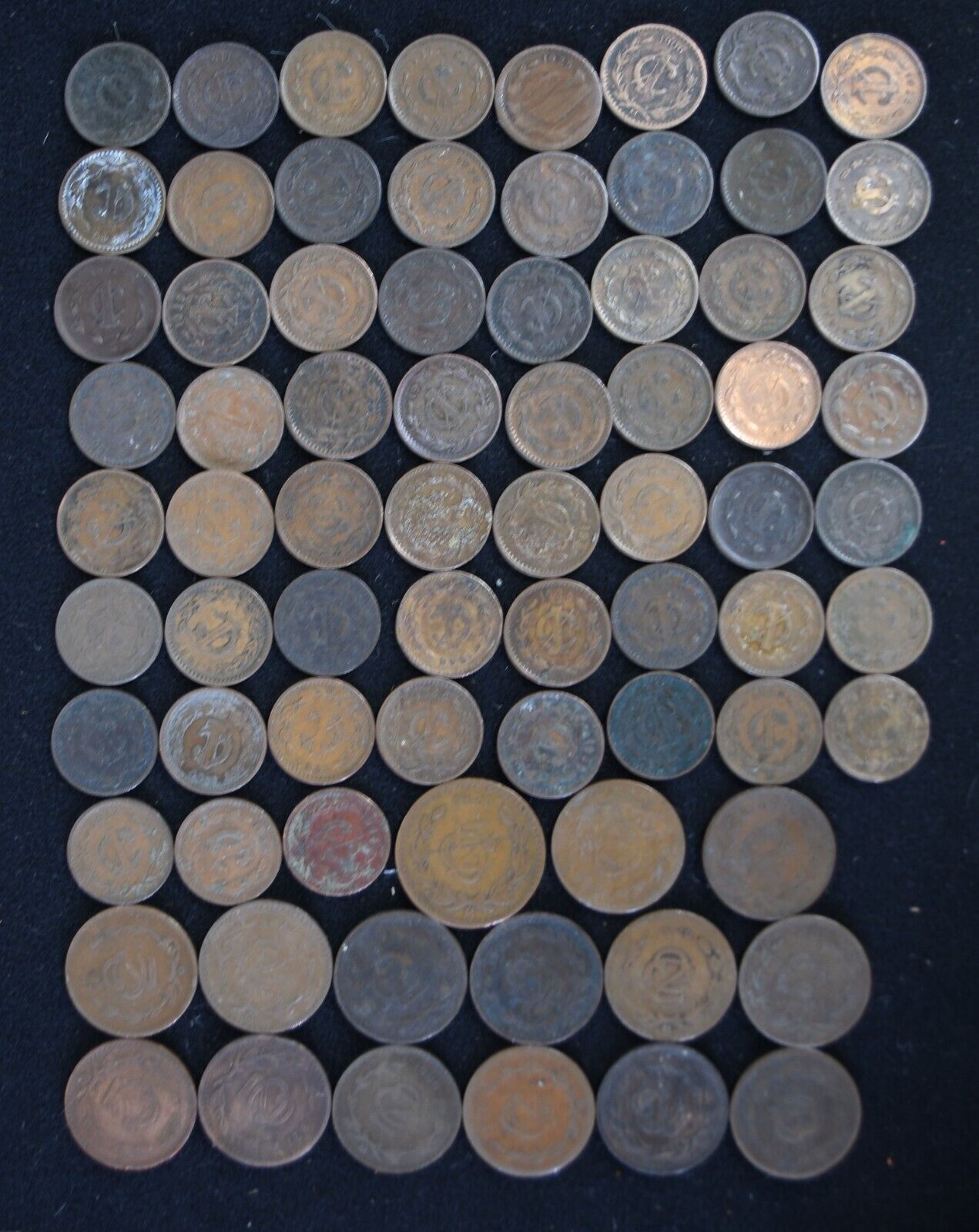74pc Mexico 1904-1949 One 2 Two Dos & 5 Centavo Bronze Coins Lot