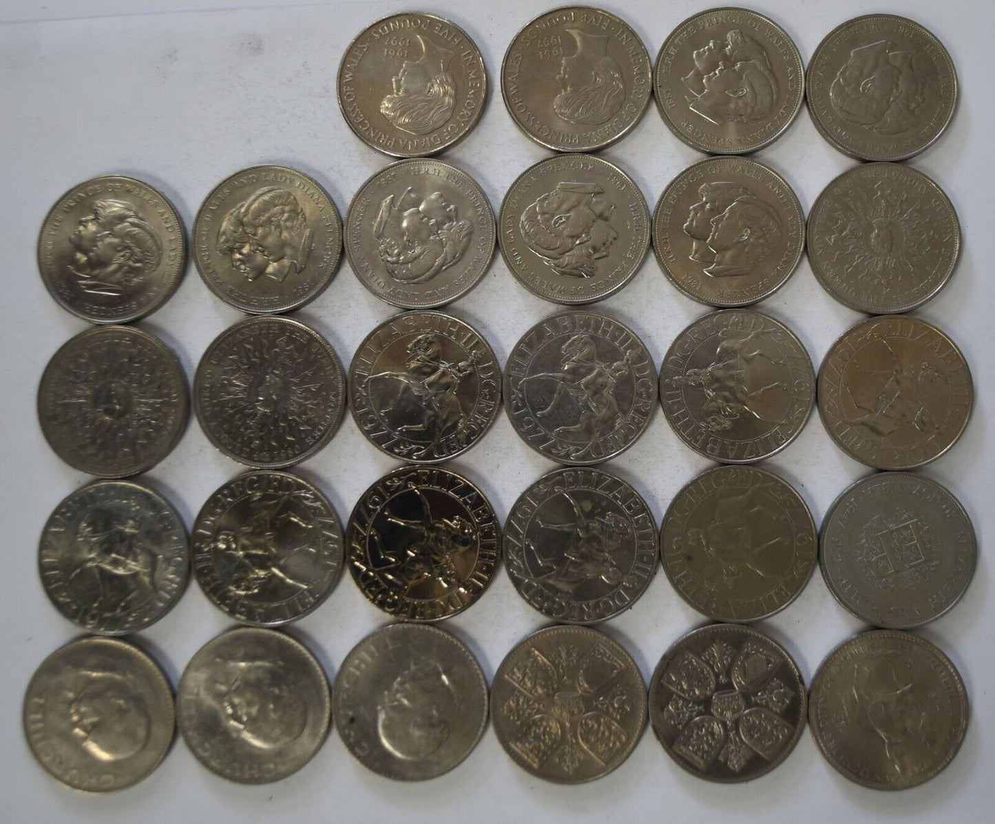 1953-1999 Great Britain Crown 25 New Pence & 5 Pound Coin Lot Commemorative