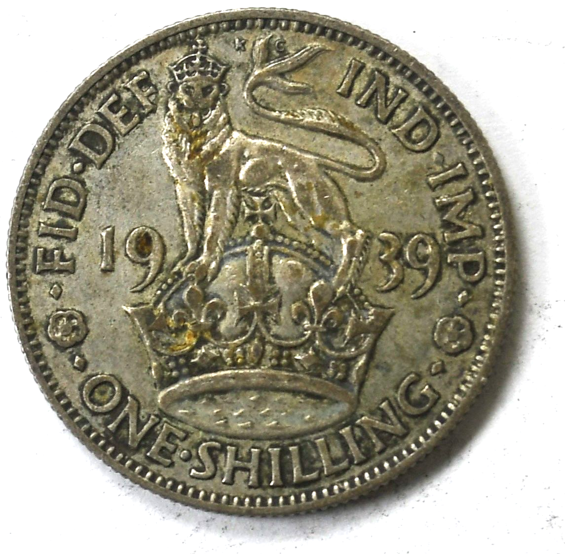 1939 Great Britain One Shilling Silver Coin KM# 853