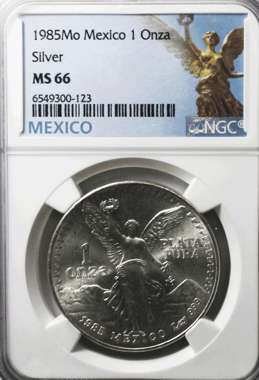 1985 Mexico 1 oz Silver Onza  Libertad .999 Fine Silver Plata NGC MS66