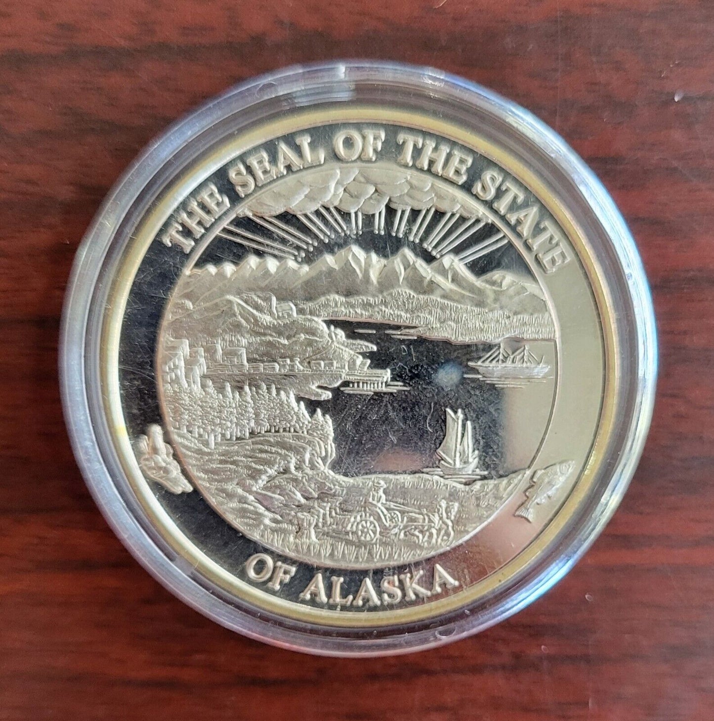 Alaska Mint Prospector 1oz .999 Fine Silver Colored Enameled Round Encapsuled