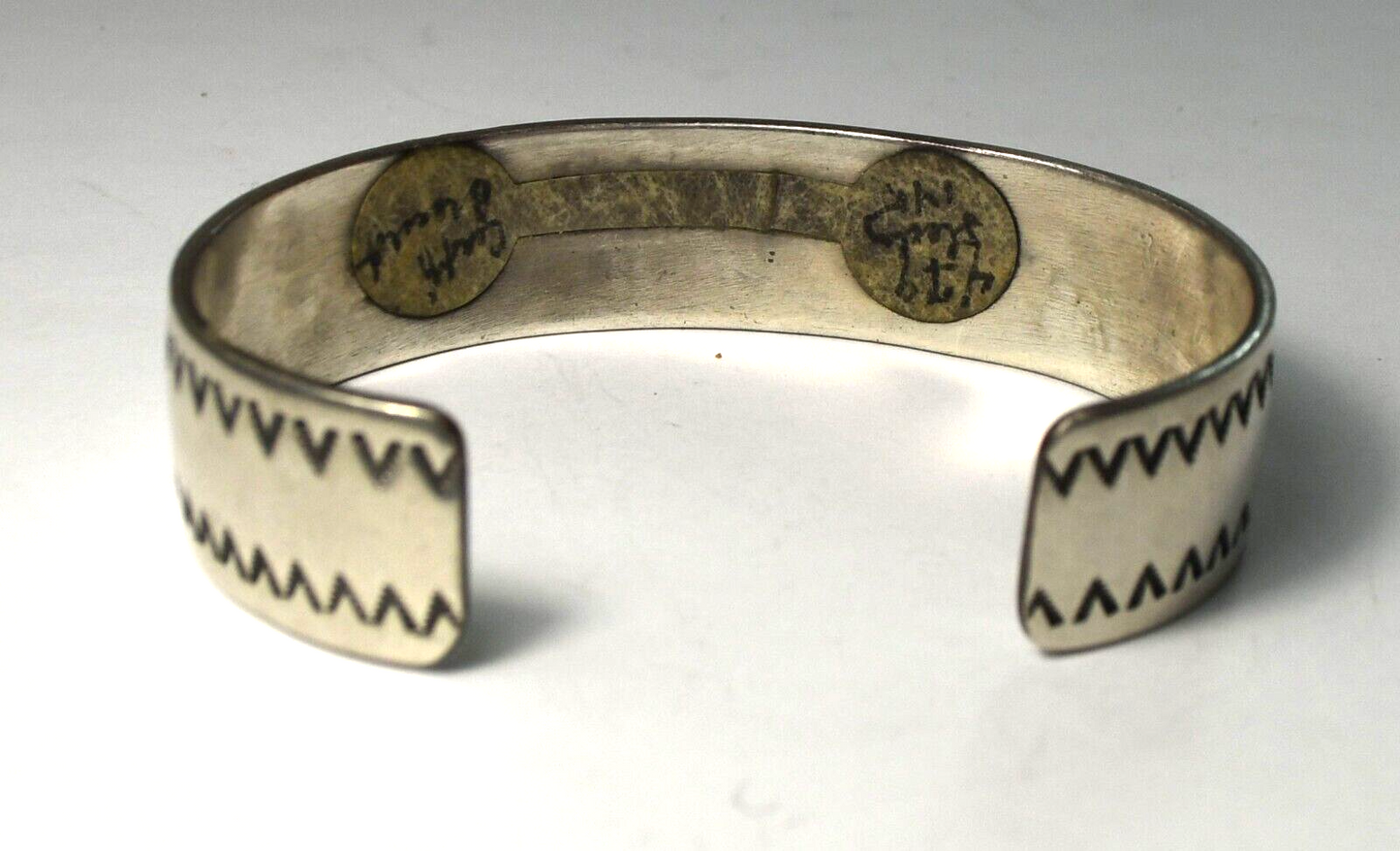 Sterling Silver & 14k Navajo Mike Begay Storyteller 16mm Cuff Bracelet 7" Wrist