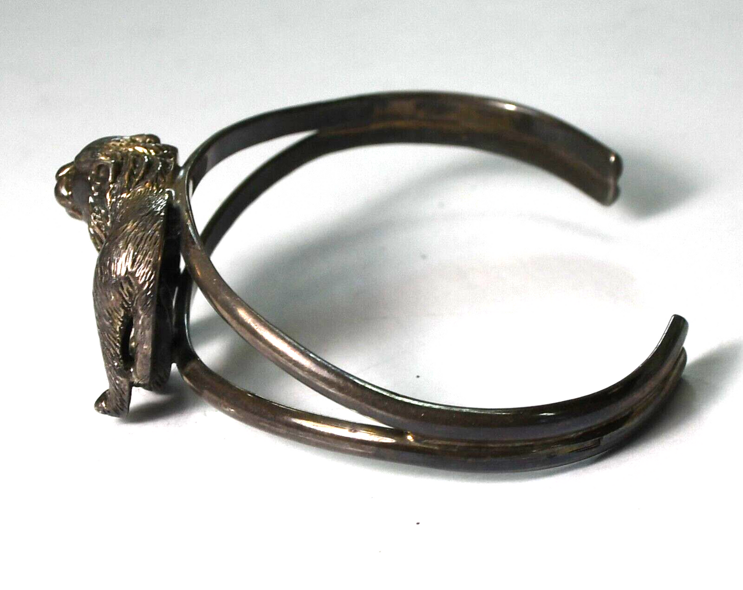 Sterling Silver Lion Split 23mm Cuff Bracelet 6-3/4" Wrist