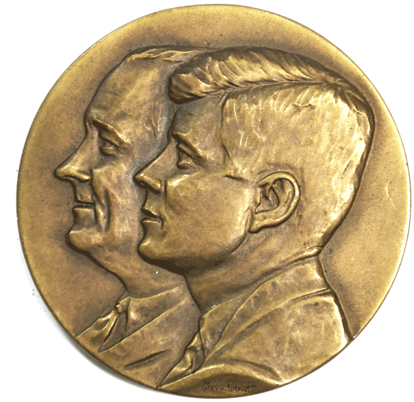 John F Kennedy Lyndon B Johnson Inauguration Robbins Bronze Medal 70mm