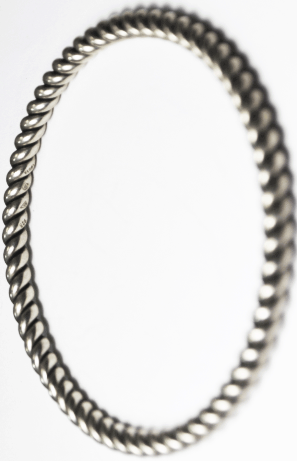 Sterling Silver Silpada B1614 Twist Rope Striped Large 5mm Bangle Bracelet