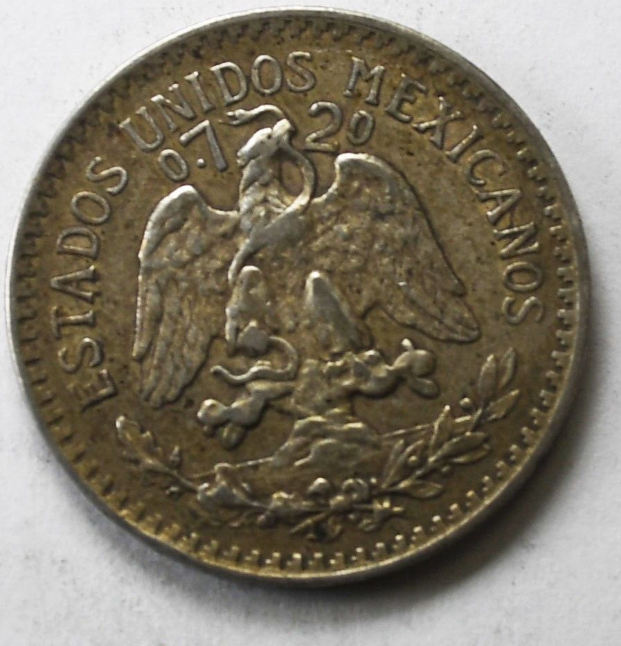 1937 Mexico Estados Unidos Mexicanos Fifty 50 Centavos Silver Coin KM# 447