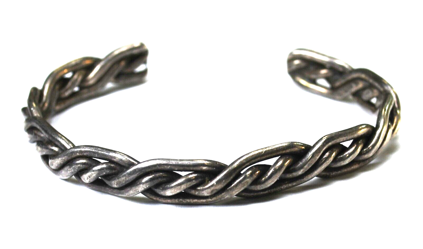 Sterling Silver Wire Twist Cuff Bracelet 7mm 7" Wrist