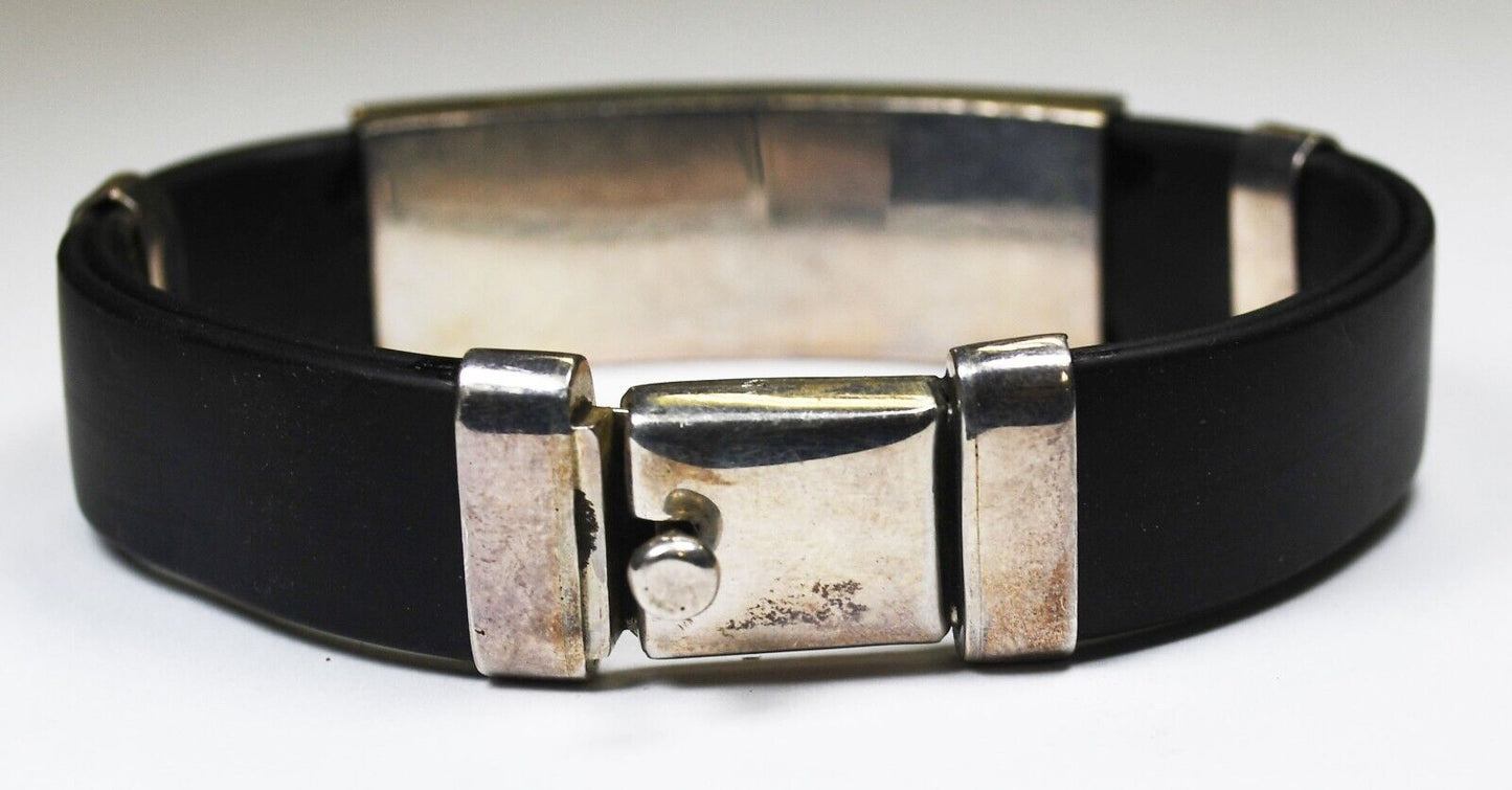 Sterling Silver Mexico Rubber 17mm ID Bracelet 8"