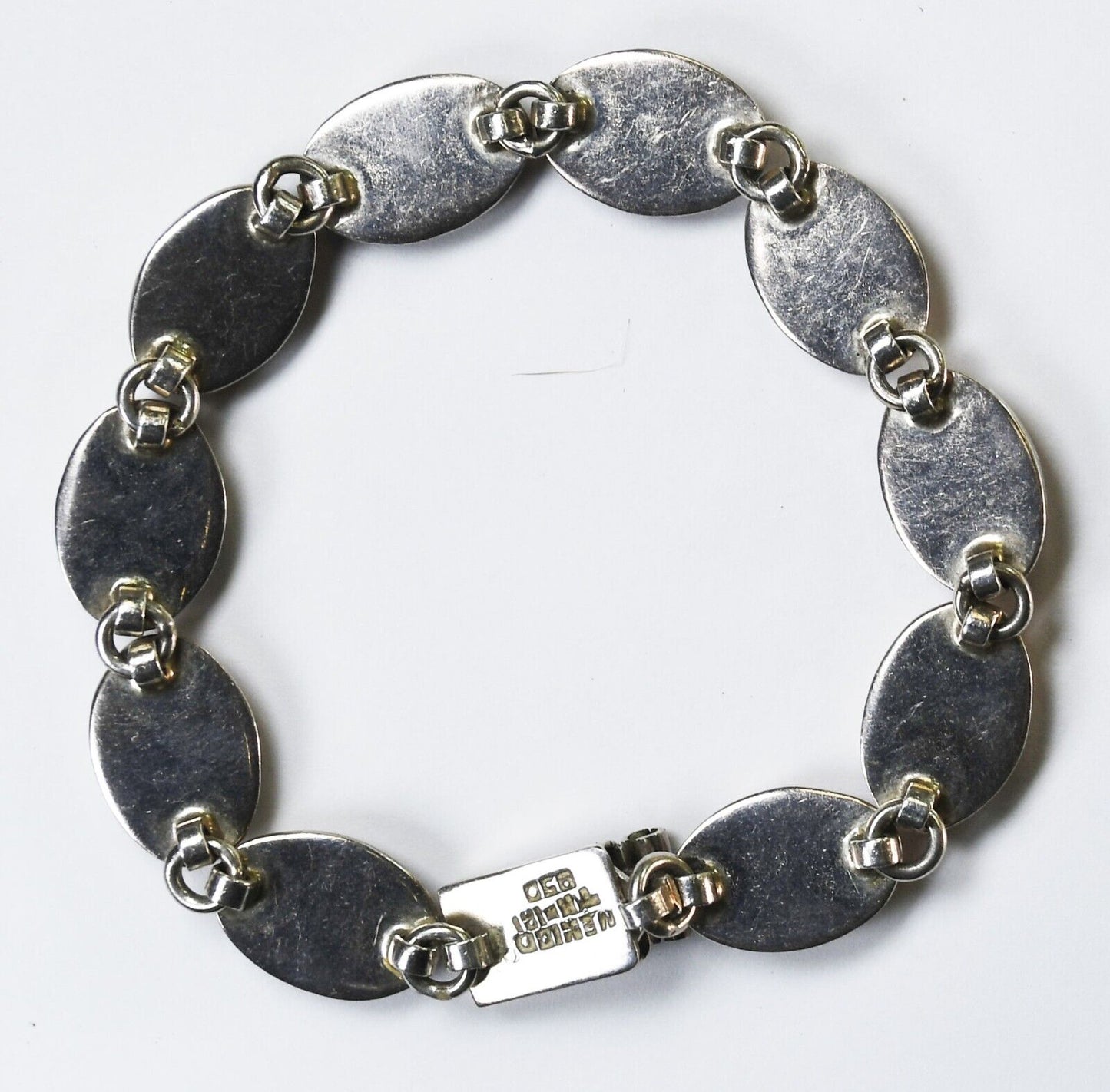Sterling Silver TM-181 Multi Stone Oval Link Bracelet 11mm 8"