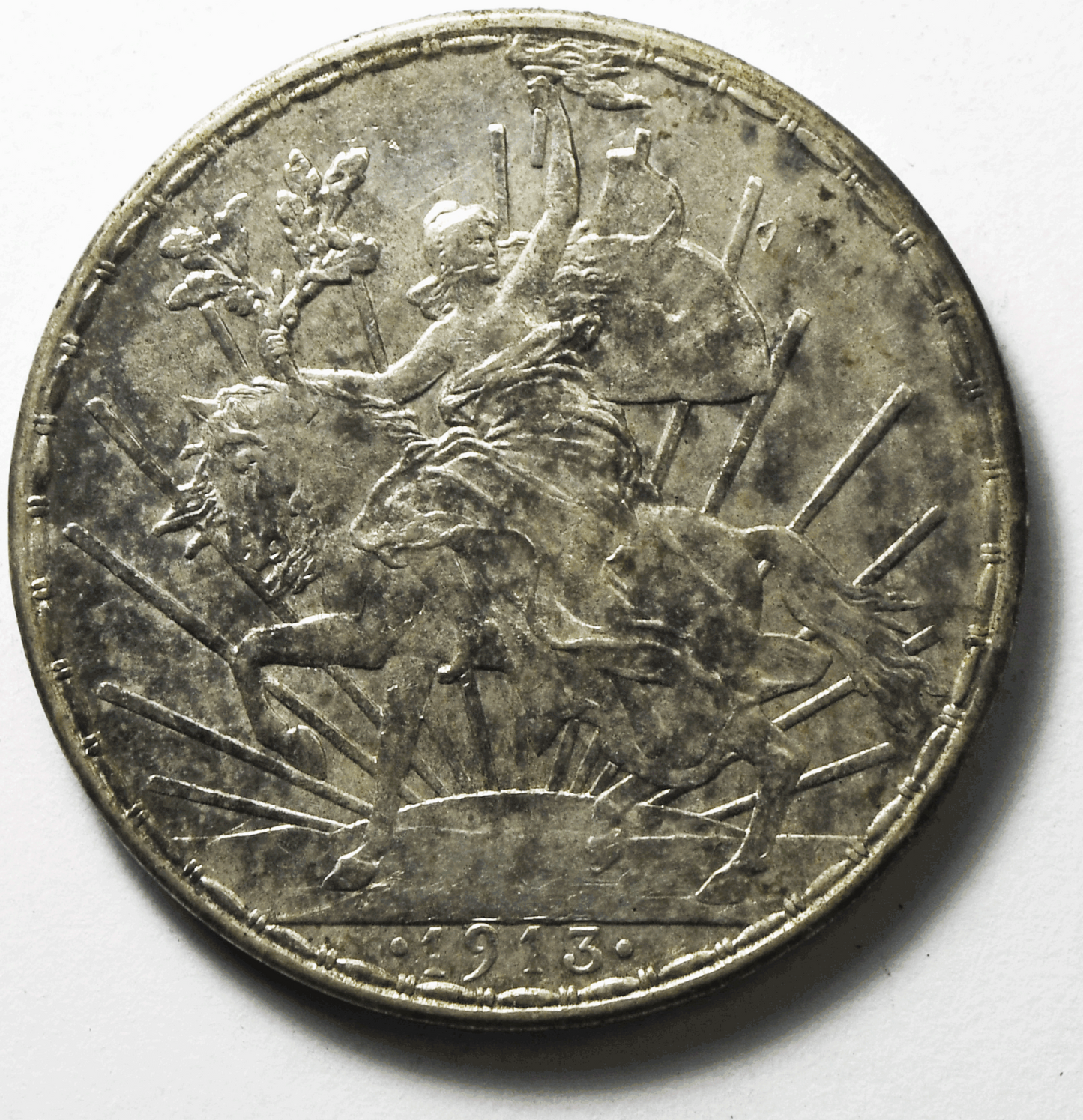 1913 Mexico Silver One Peso Coin KM#453 AU Rare