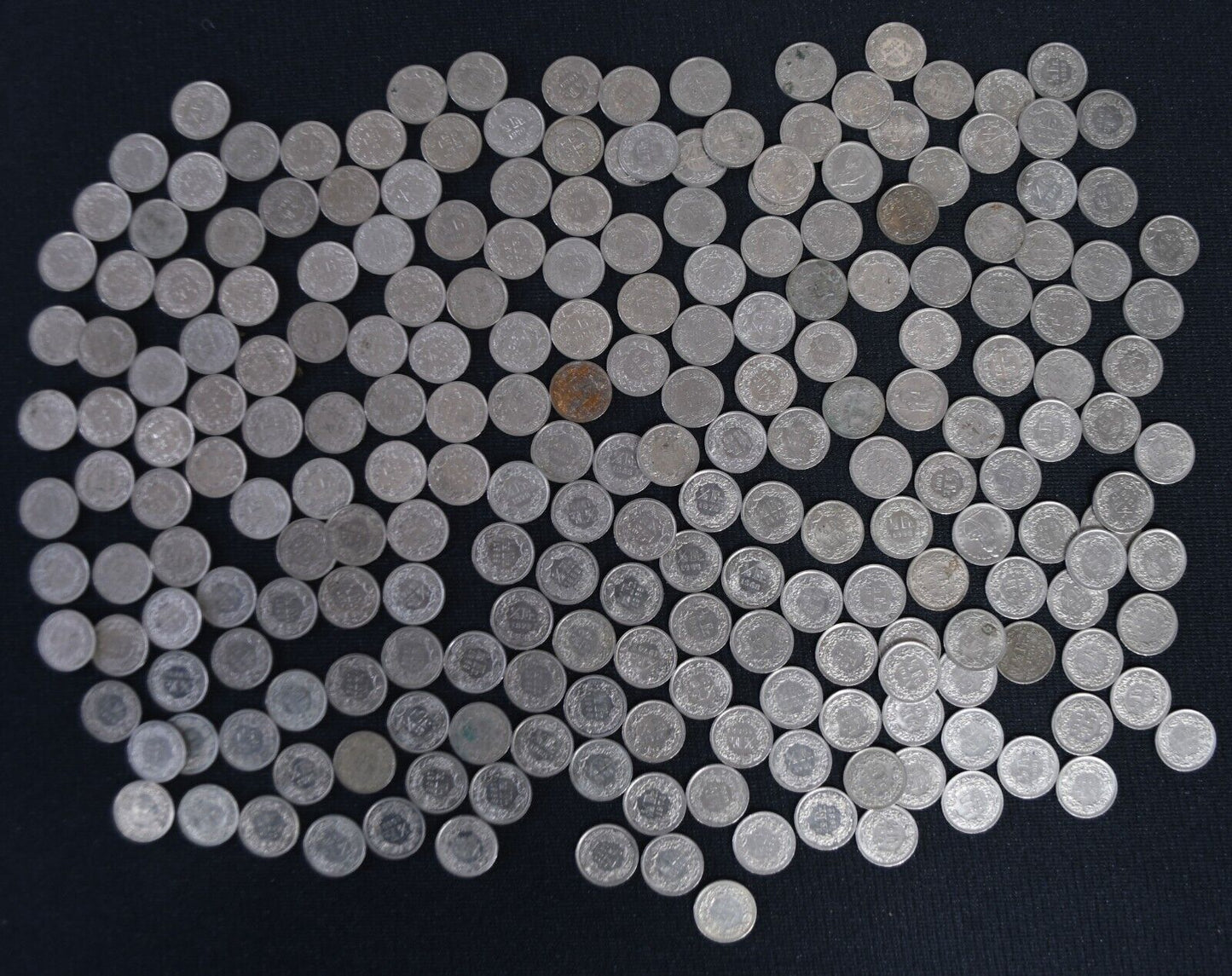 223pc Switzerland 1/2 Franc Coin Lot 1968-1994