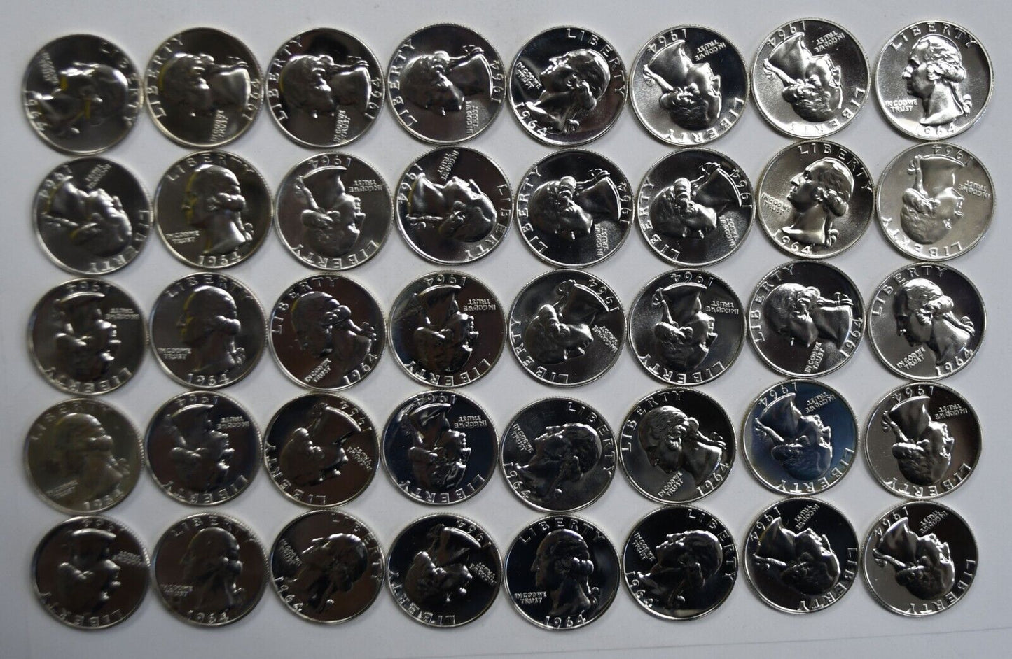 40pc Roll of 1964 25c Washington Silver Quarter Dollar Proof Coins