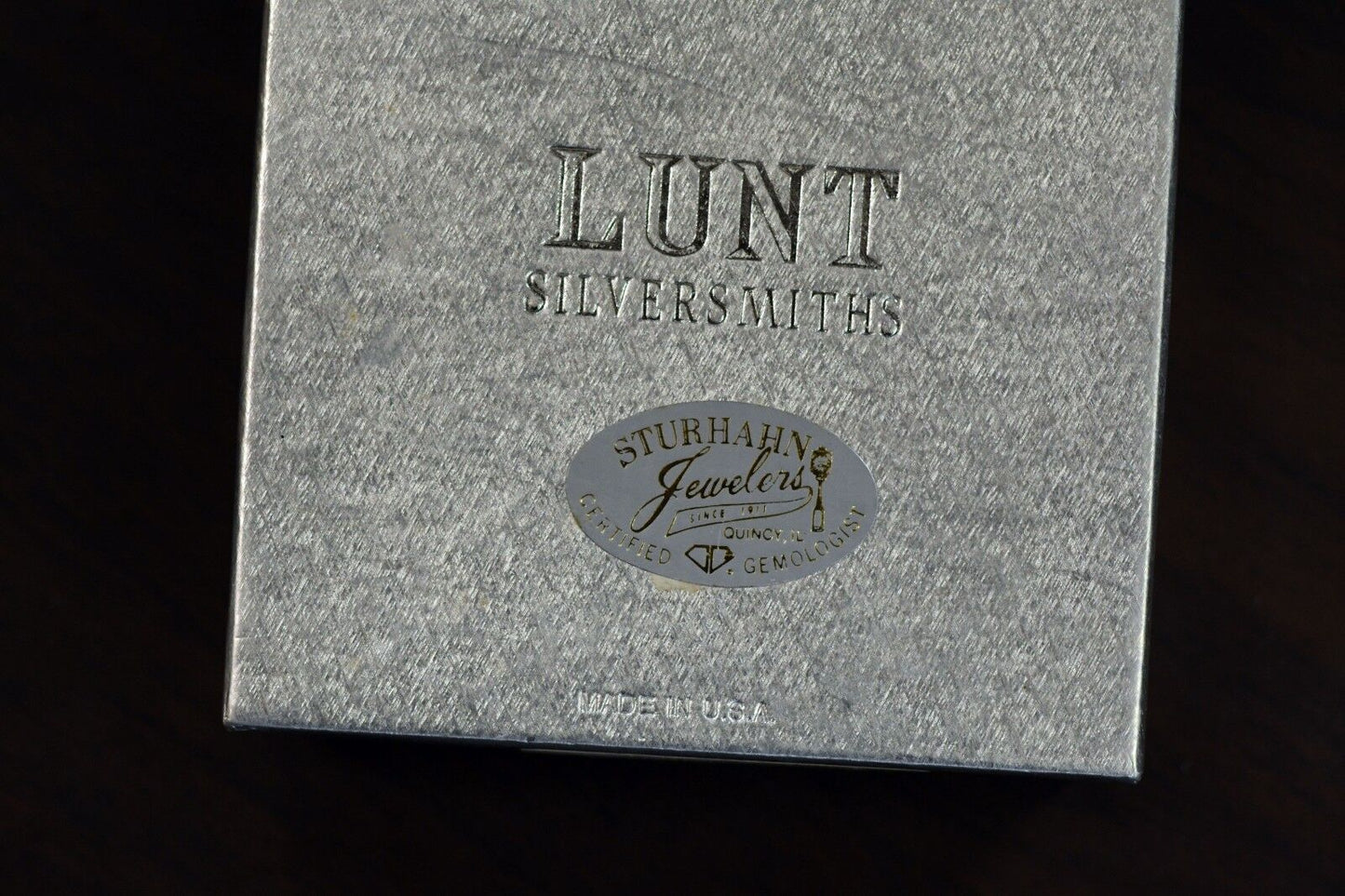 Vintage Lunt Silversmith Angel Wreath Christmas Holiday Ornament w/Box 3 1/4"