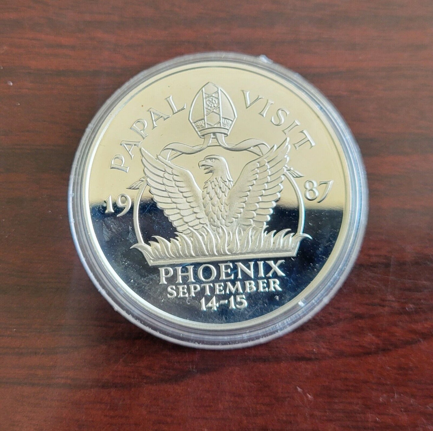 1987 Pope John Paul II Phoenix Arizona Papal Visit Sterling Silver Coin