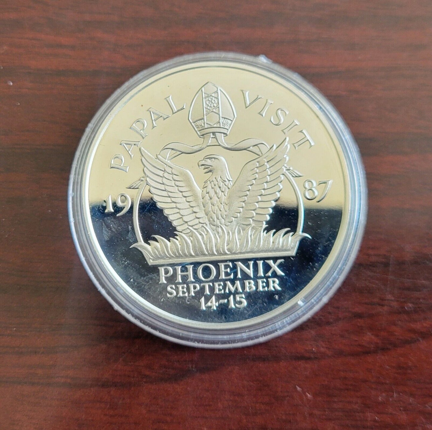 1987 Pope John Paul II  Phoenix Arizona Papal Visit Sterling Silver Coin