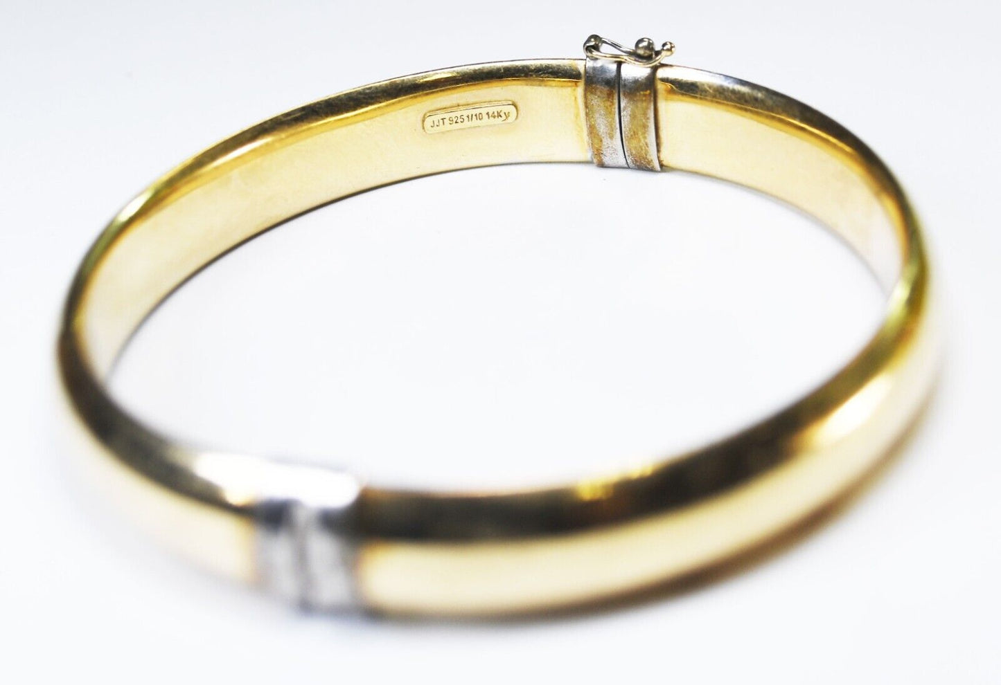 Sterling Silver JJT 14k Gold Filled Medium Oval Hinged Bangle Bracelet 11mm