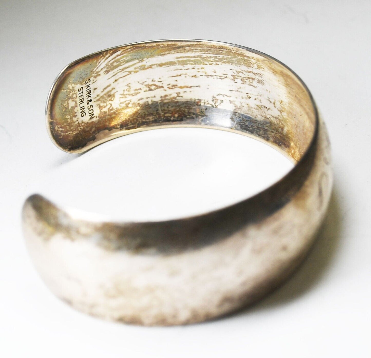 Sterling Vintage Kirk & Sons Plain Cuff Bracelet Monogrammed 21mm 7.5" Wrist
