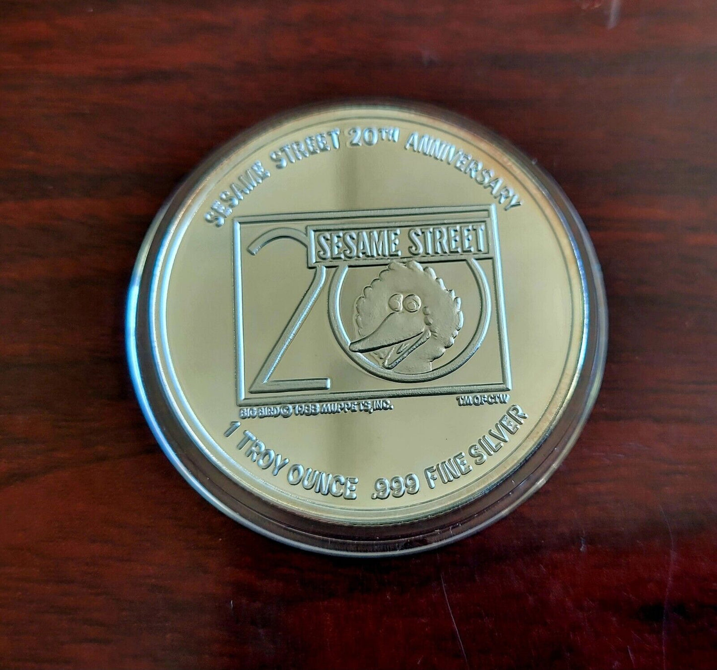 Bert Sesame Street 20th Anniversary Enameled 1oz.Silver Round .999 Fine