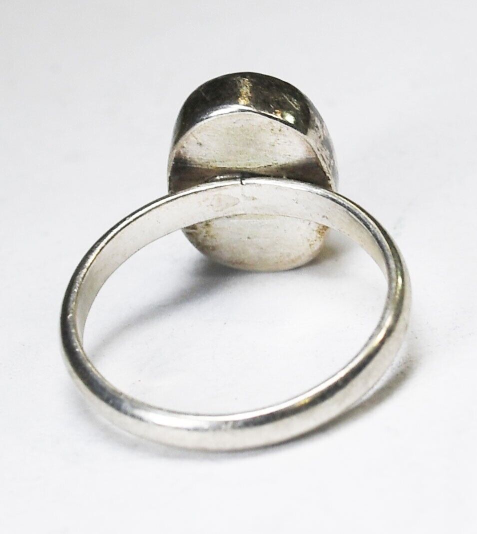 Sterling Silver Green Turquoise Oval Solitaire Ring 13mm Size 6