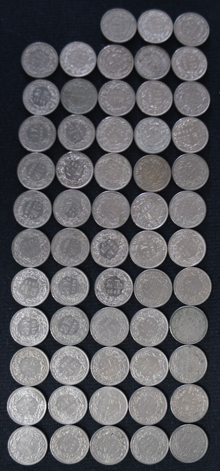 58pc Switzerland 2 Two Francs Coin Lot 1968 & 1969 KM#21a.1