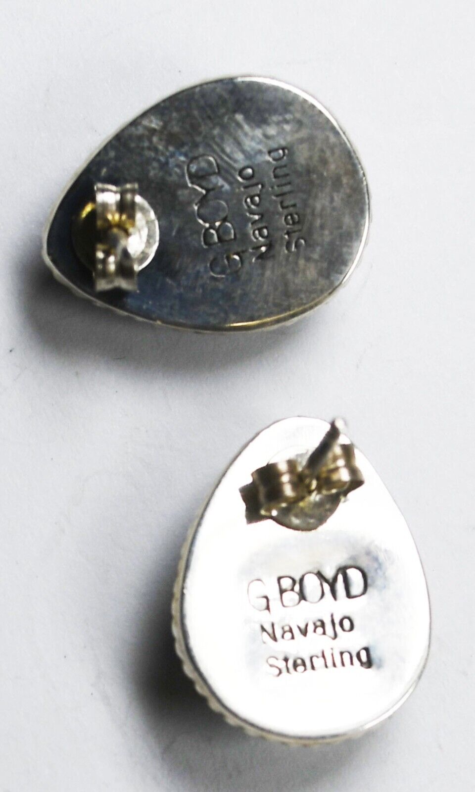 Sterling Silver G Boyd Turquoise Teardrop Earrings 17mm x 13mm