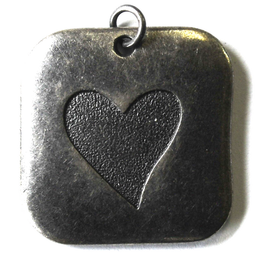 Sterling Silver HMK LIC Rounded Squared Heart Pendant 23mm