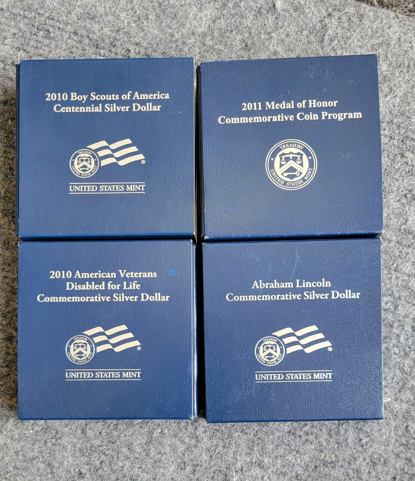 US Mint 2009, 10, 11 Commemorative Silver Lincoln, Scouts, Medal Honor, Vets