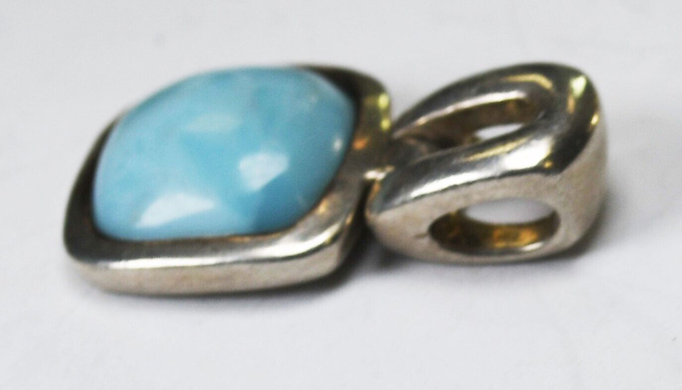 Sterling Silver Larimar Rounded Square Thick Bale Pendant 25mm x 15mm