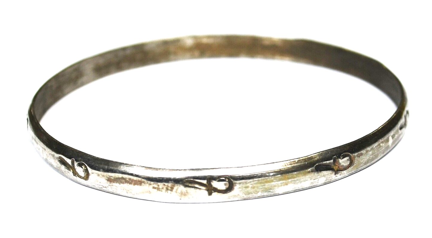 Sterling Silver Medium Crossed Hook Bangle Bracelet 5mm