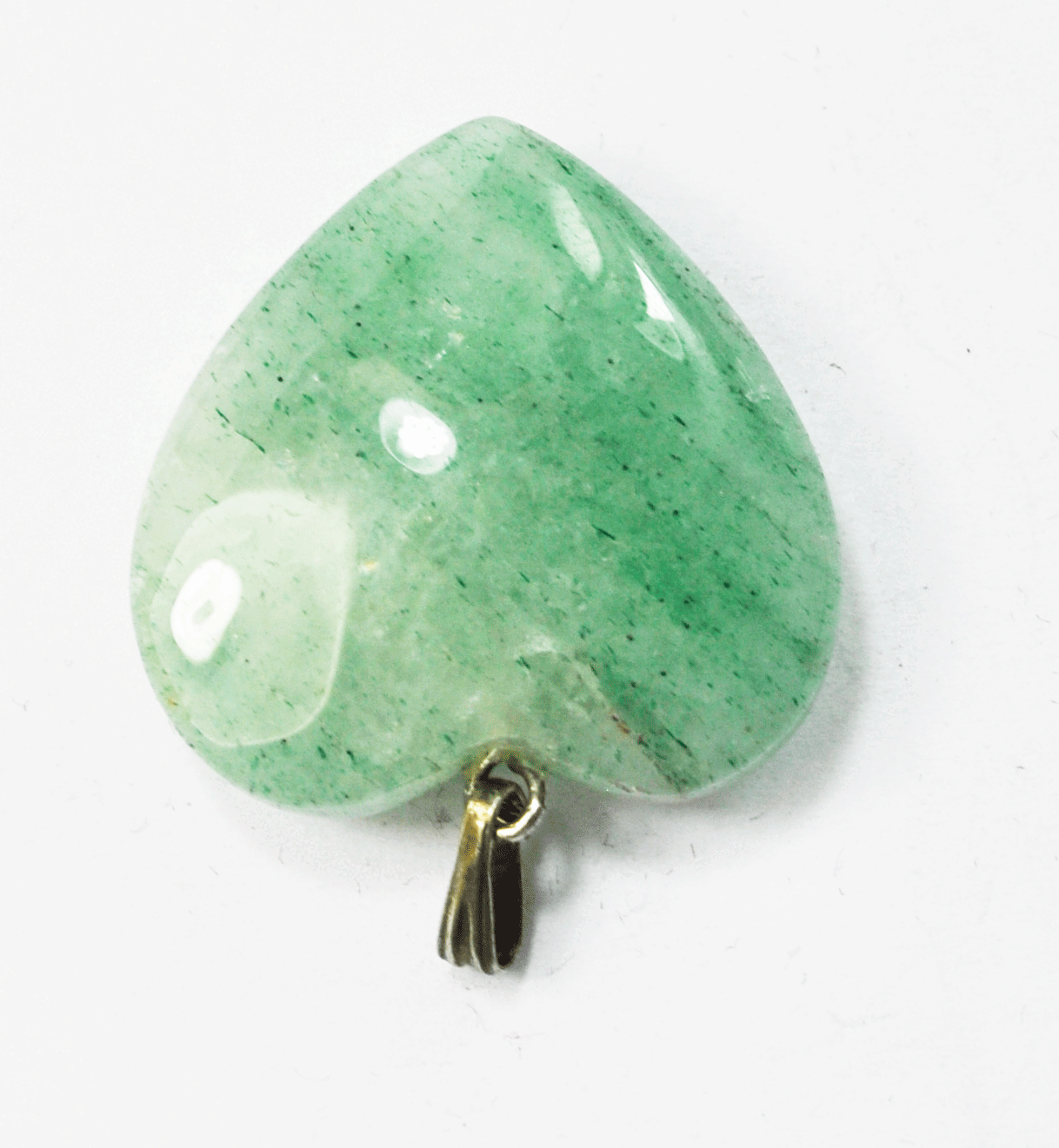 Sterling Silver Green & White Carved Jade Jadeite Heart Pendant 1"