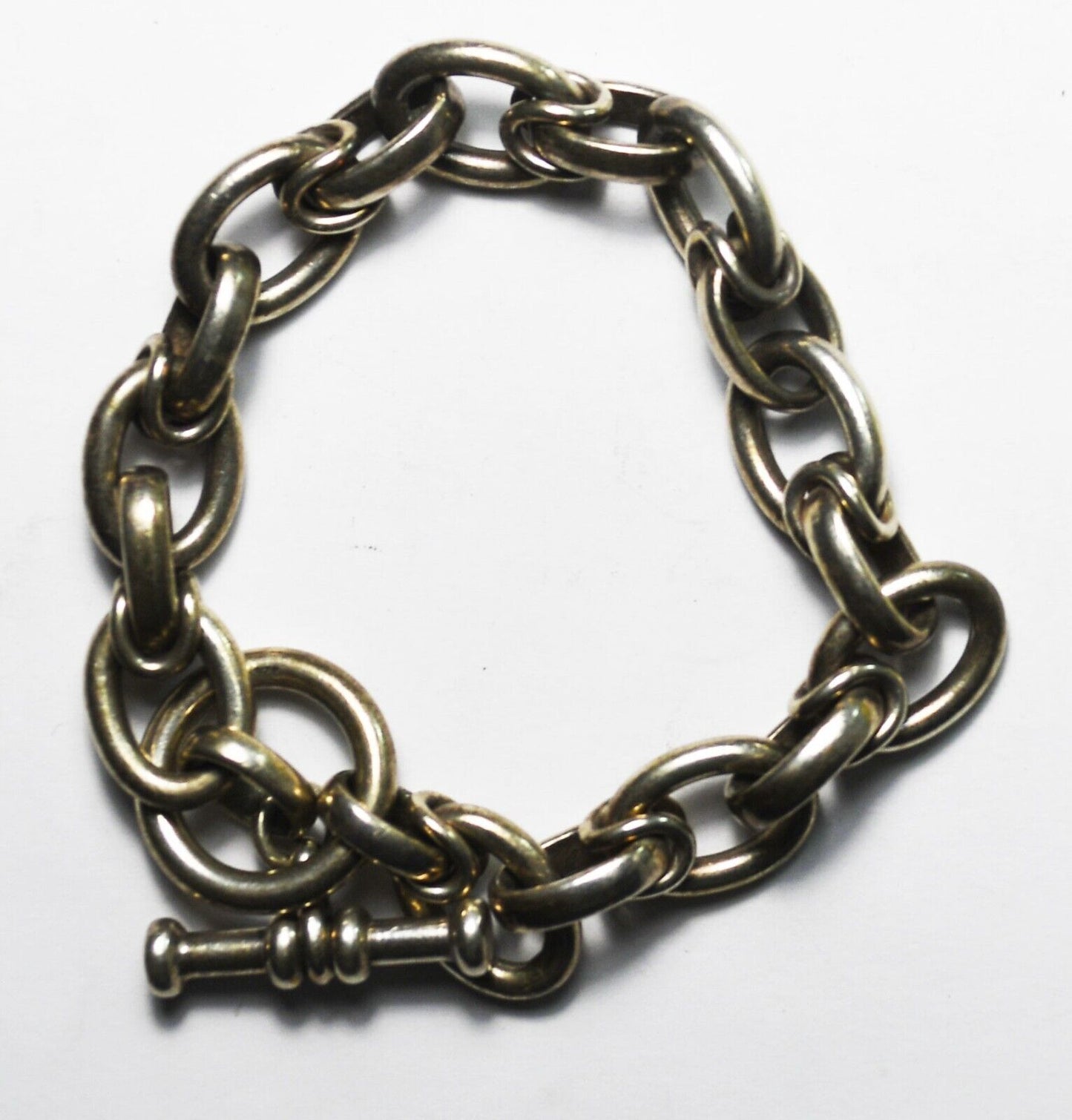 Sterling Silver Oval Link Chain Toggle Bracelet 6mm 8.25"