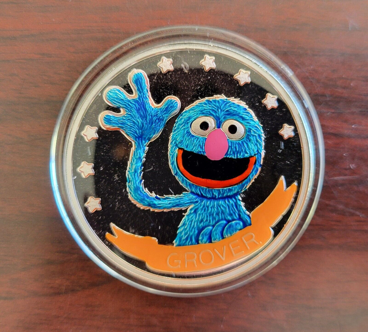 Grover Sesame Street 20th Anniversary Enameled 1oz. Silver Round .999 Fine