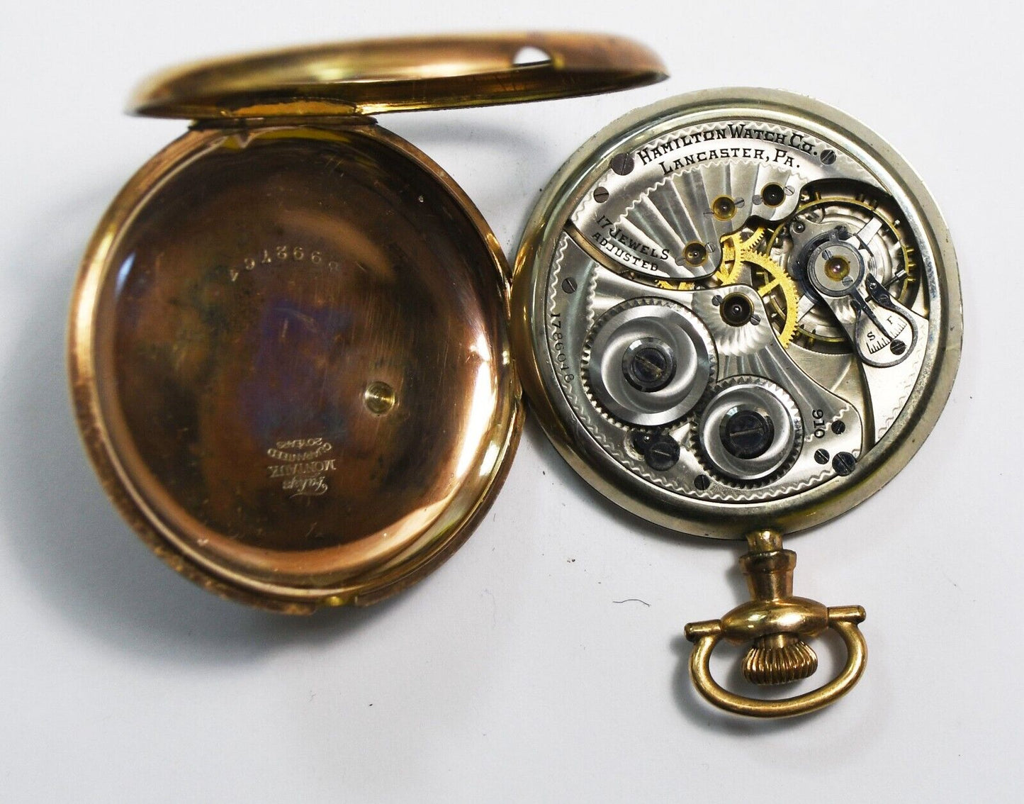 1914 Hamilton Grade 910 OF Swing 20yr GF Case Size 12 Pocket Watch Not Running