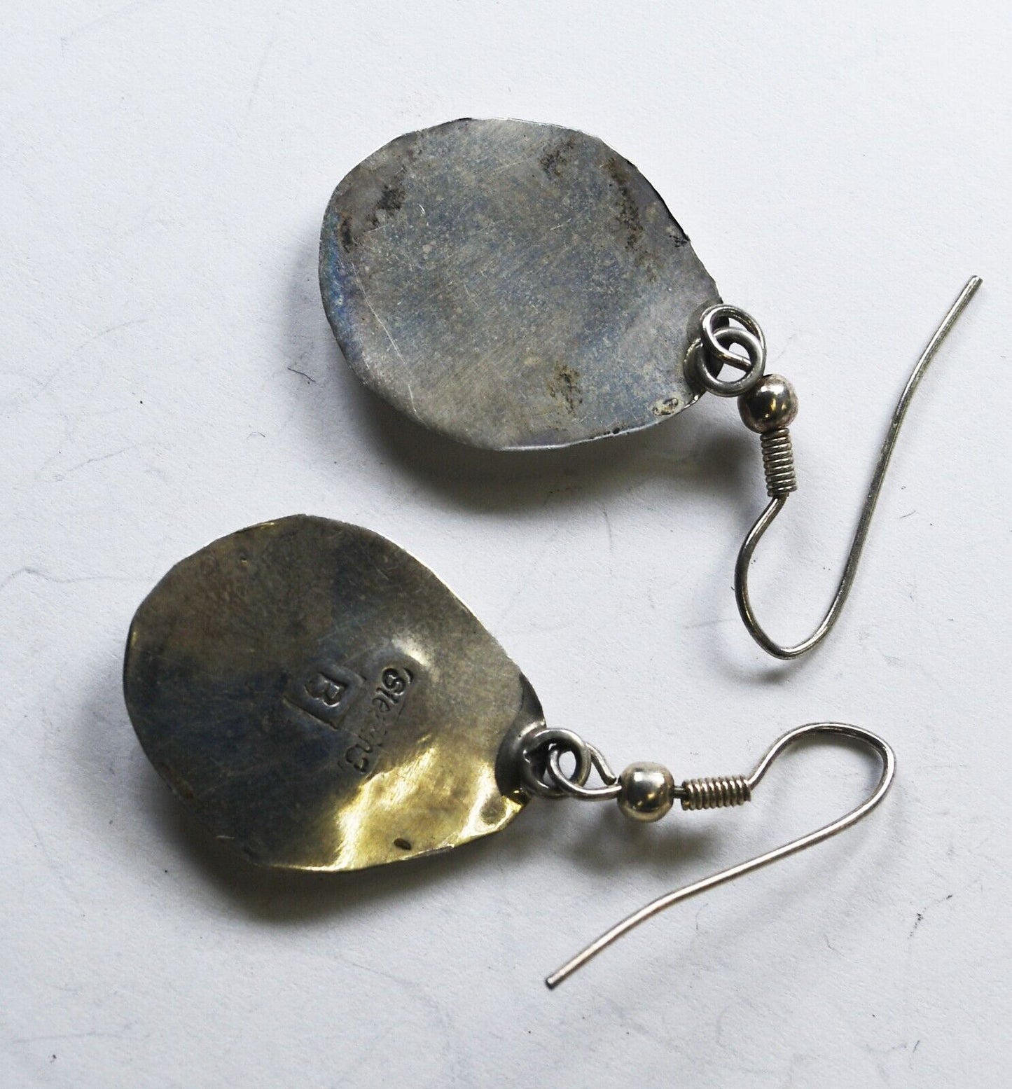 Sterling Silver Brenda Boyd Bear Claw Shadow Box Earrings 41mm x 18mm