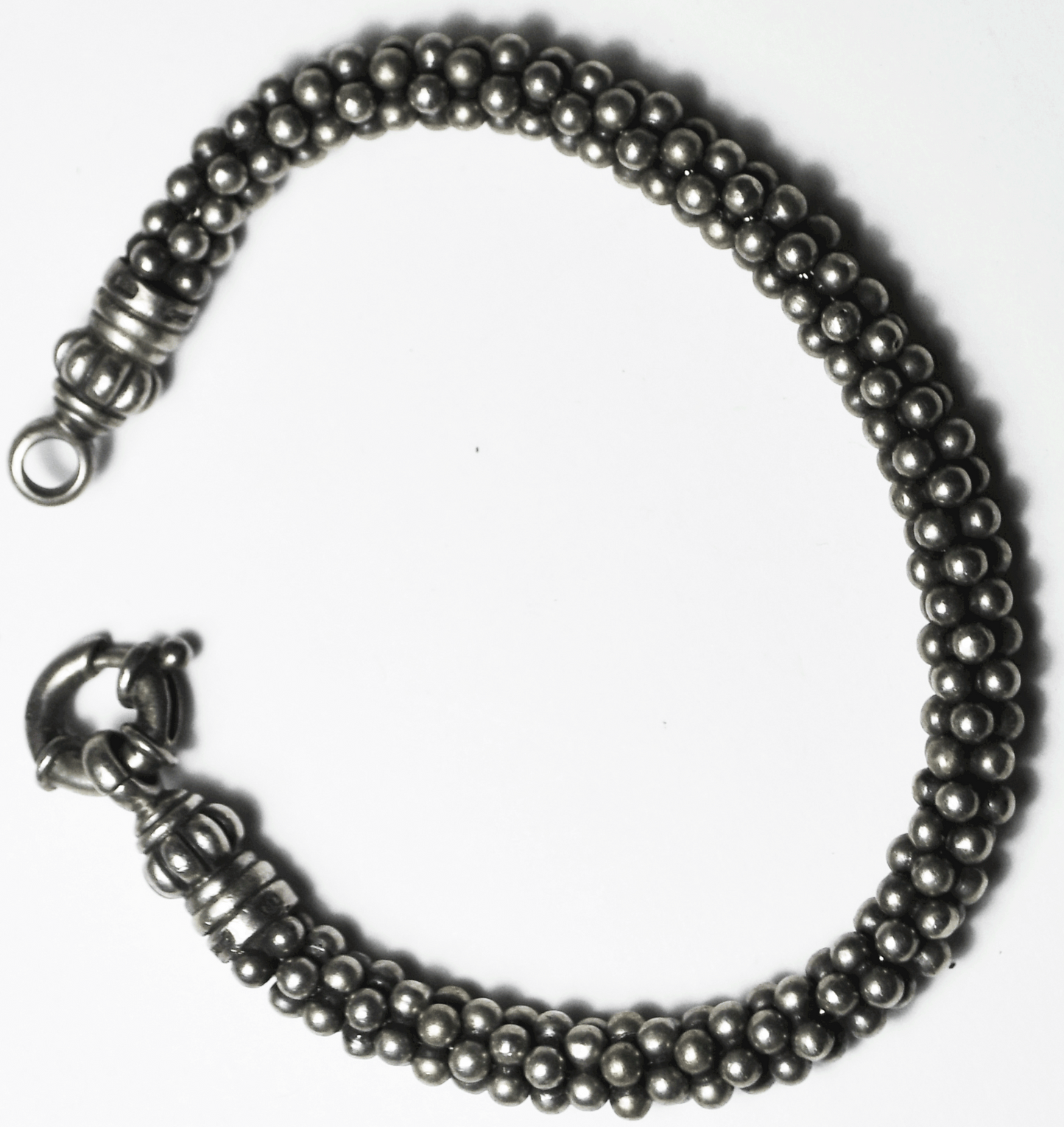 Sterling Silver Lagos Caviar 7mm Signature Beaded Molecule Dot Bracelet 7.5"
